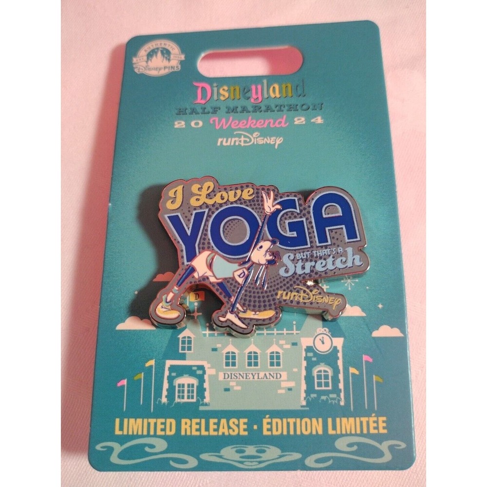 Disneyland Half Marathon 2024 Weekend Run Disney I Love Yoga ~Goofy LR Pin.